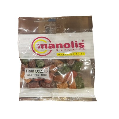 Manolis Munchies Fruit Lollies 100g